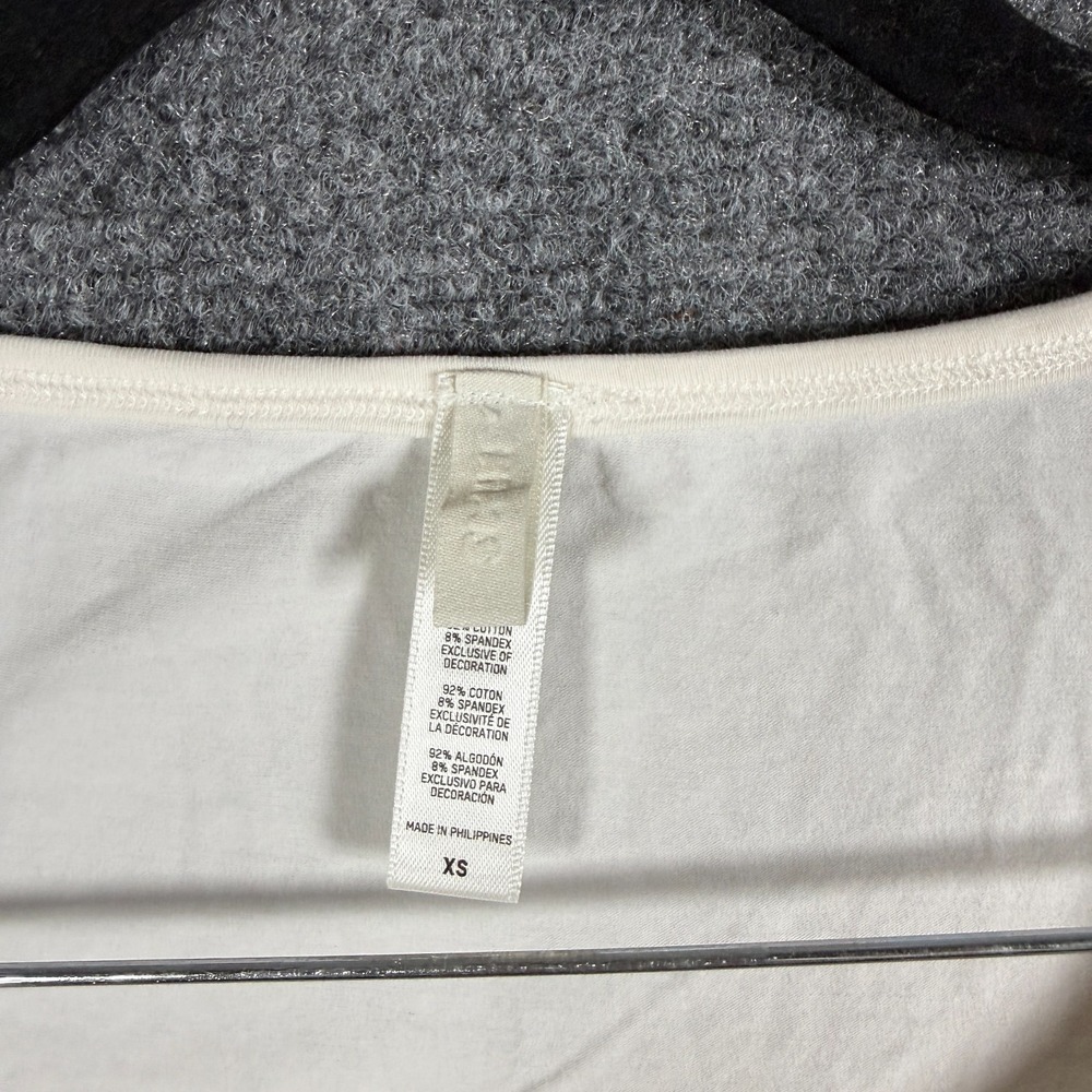 SKIMS Cotton Jersey Scoop Neck Long Sleeve Tee Top Marble White Size XS - Picture 3 of 7